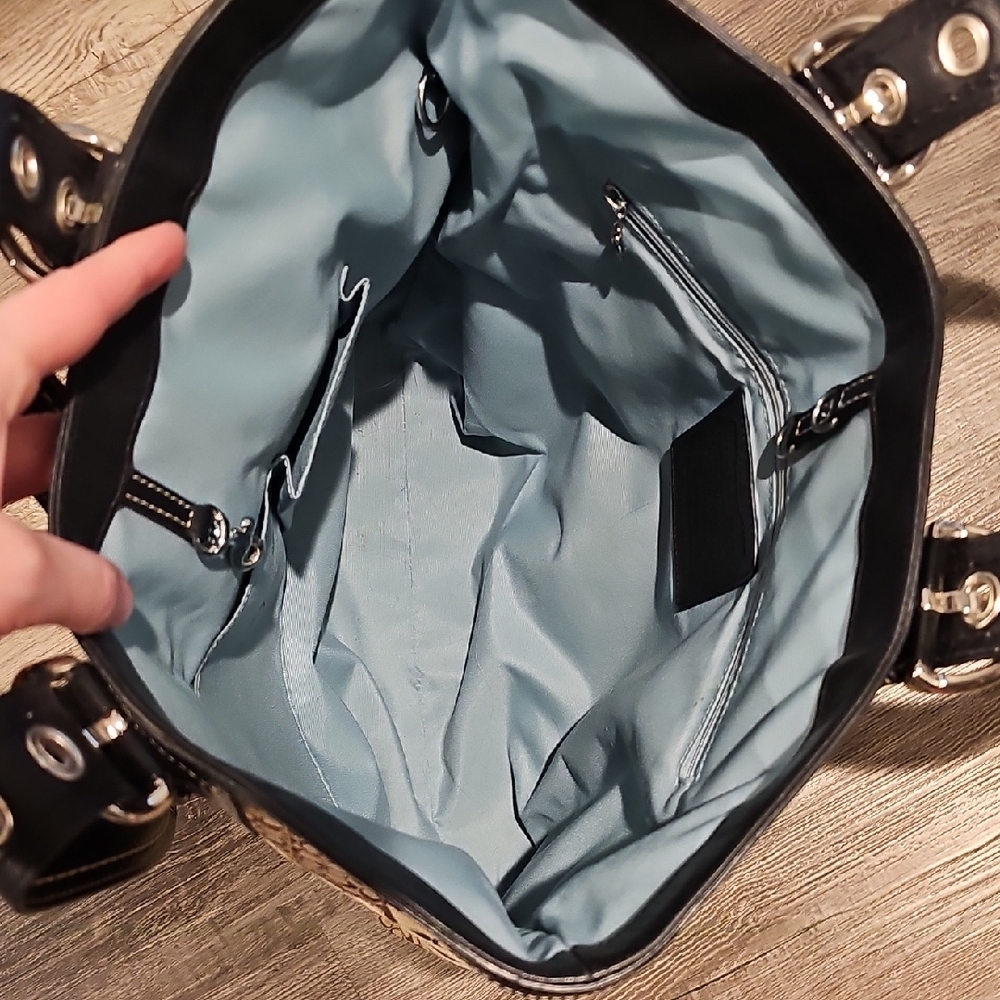 Patchwork Tote Bag - Brown And Black - image 3